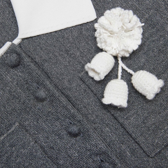 self-portrait Grey Crochet Flower Collared Knit Mini Dress MSRP $595 - Size XS - Picture 8 of 9